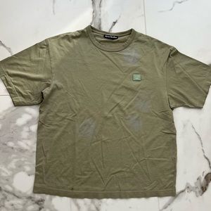 Acne olive green Nash face logo t-shirt in medium